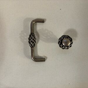 Brushed Silver Twisted Metal Handle and Knob Set